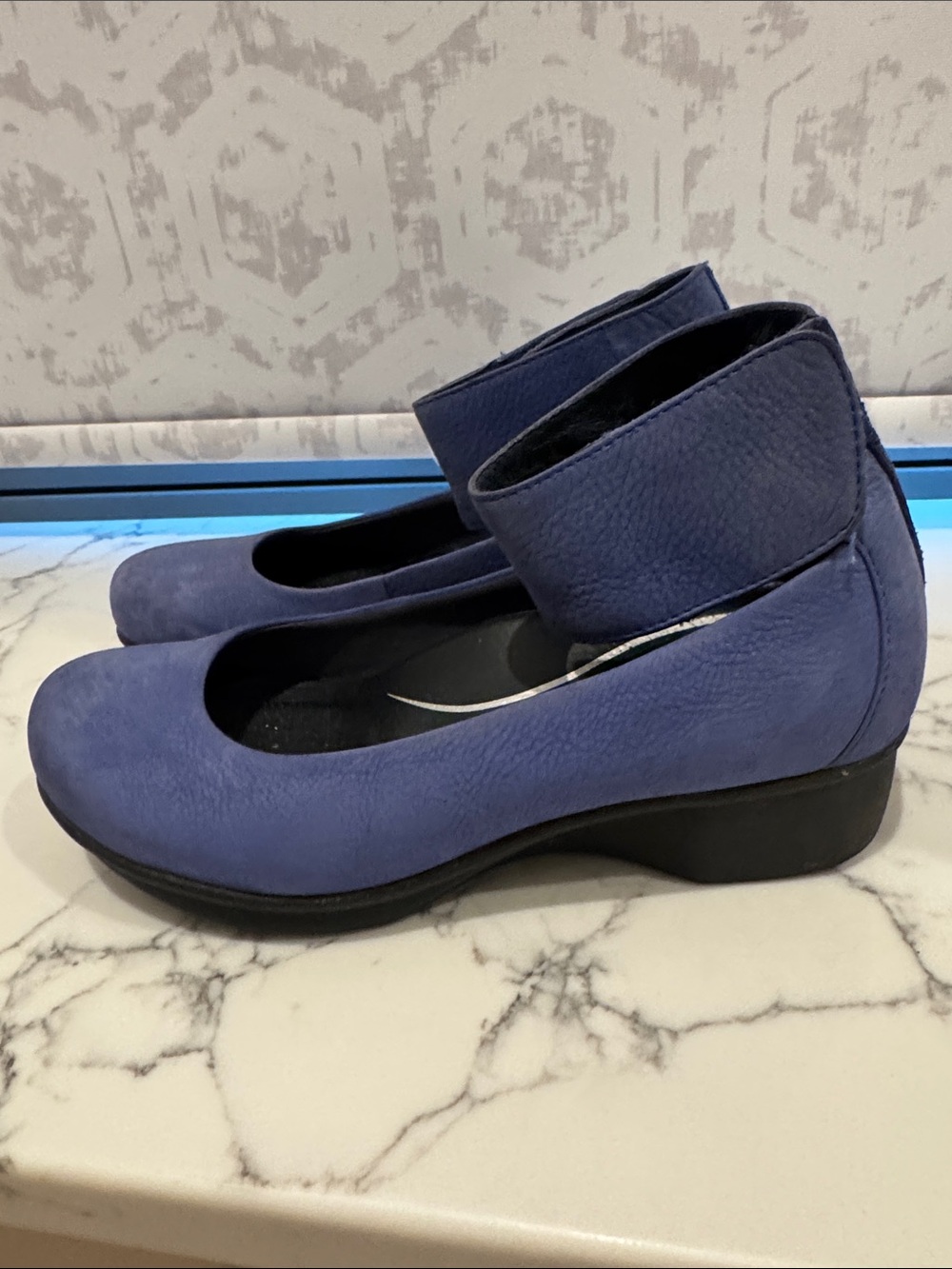 Dansko Blue Leather Ballet Wedge Shoes - Picture 4 of 7